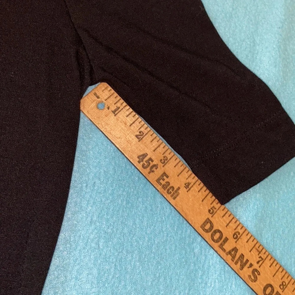 BONGO lace shoulder details black stretchy short sleeve top size S - Picture 8 of 9